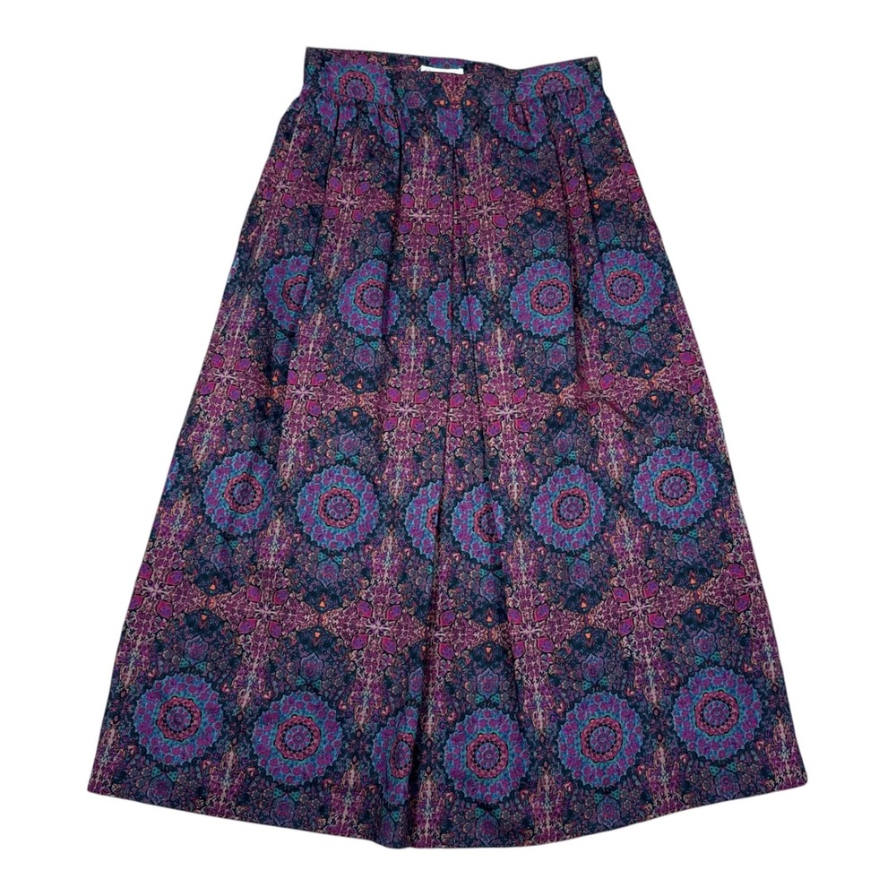 Vintage Balakier's Multicolor‎ Paisley Pleated Skirt Women 10 (28" Waist) Wool
